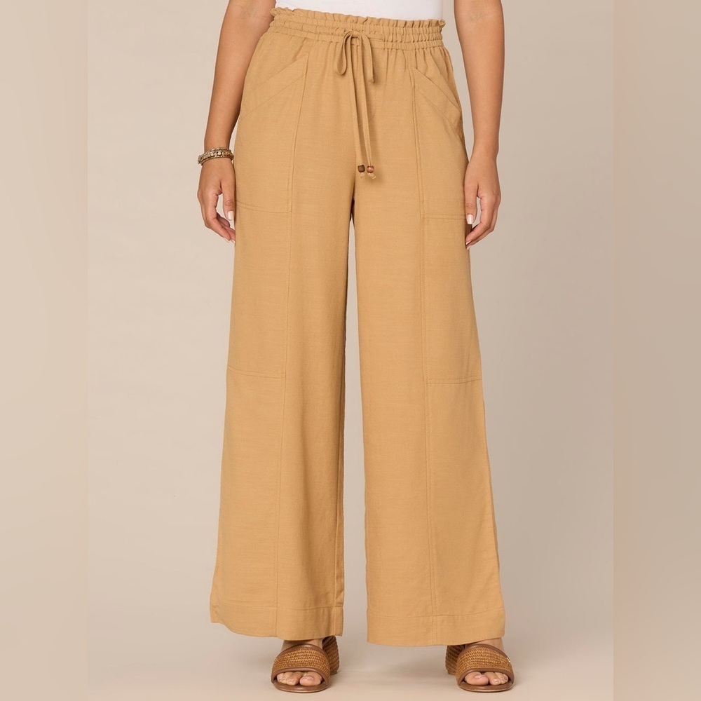 Democracy Skyrise Paper Bag Waist Patch Pocket Palazzo Pants with Self Tie